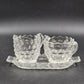 Fostoria Cubist Pattern American 3 Pc Set Clear Creamer Sugar Underplate Vintage