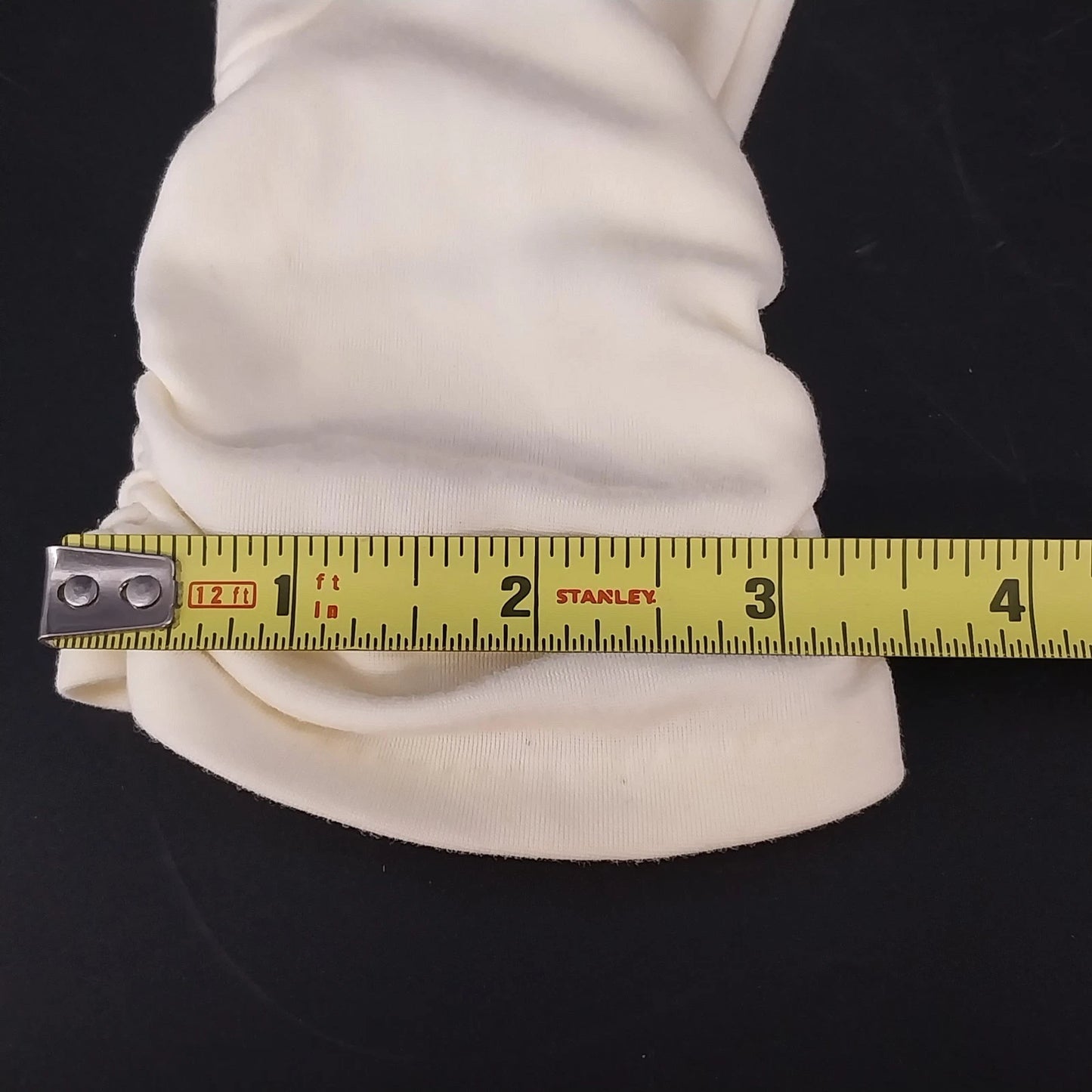 Women's White Stretch Dress Gloves Ruched Wrist Formal Wedding Tea Length Vtg