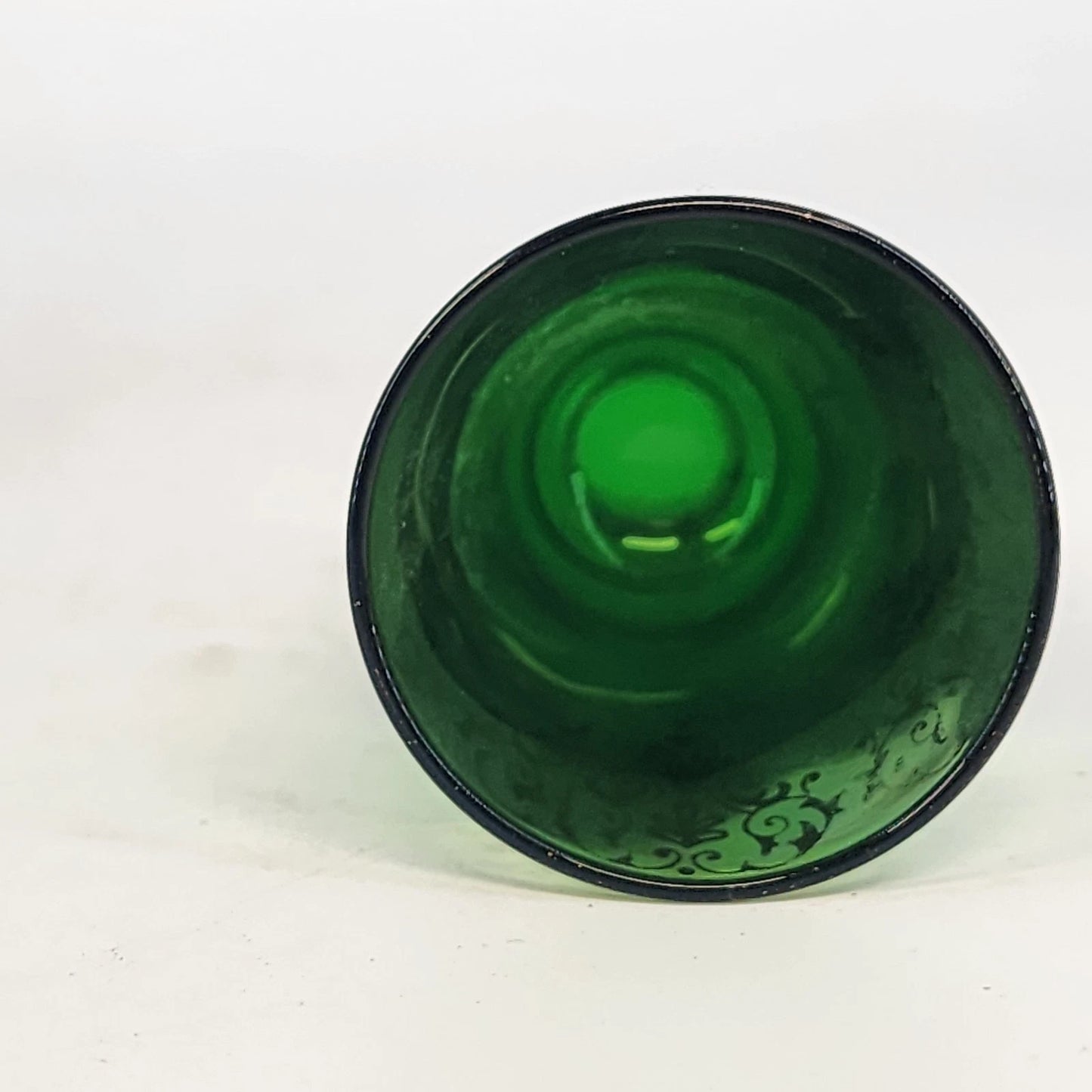 DFP Italian Emerald Green Shot Glasses Set 3 Gold Trim 2.75" Mid Century Barware