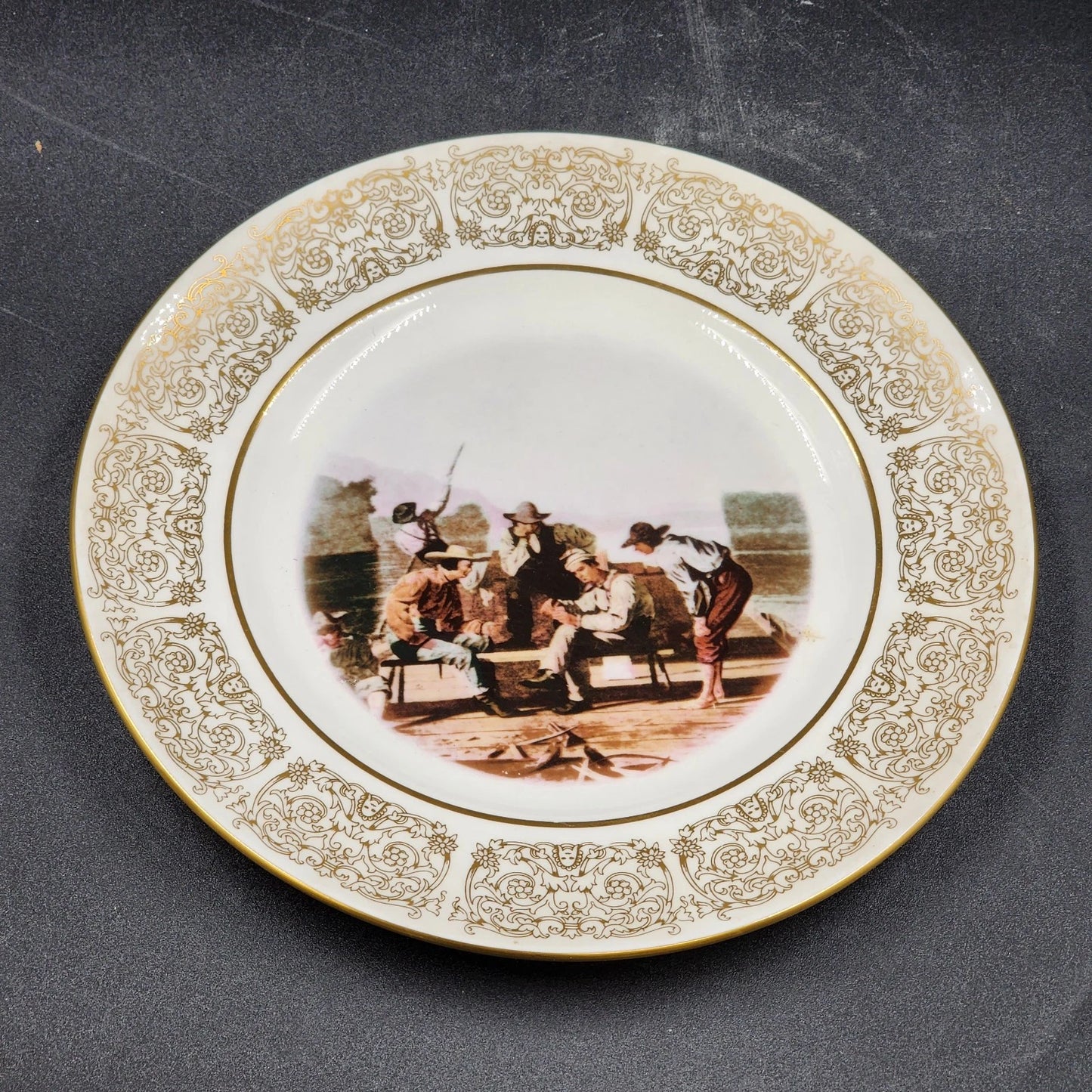 Wittnauer Collectors' Guild Plate FBA22 Raftsmen Playing Cards Bone China 1847