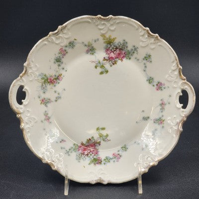Haviland Limoges "Rebecca" Round Serving Tray – 10" Porcelain with Scalloped Edge, Raised Trellis & Rose Floral Design – Vintage French Tableware