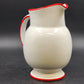 Four’s Gift Rooster Pitcher 9.5" White Ceramic Red Trim w Handle 2003 Farmhouse