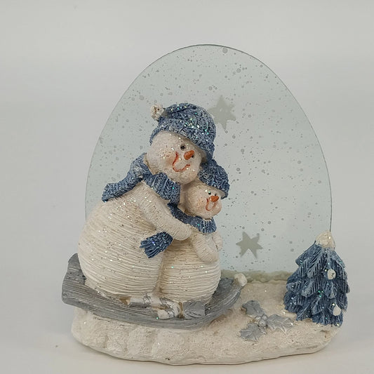 K's Collection Let It Snow-Man Snowmen Sled Glass Figurine 4" Christmas Decor