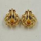 Gold Tone Black Stone & Clear Rhinestones Clip On Earrings