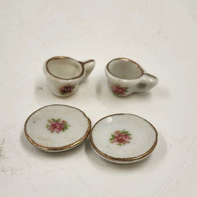 Porcelain Mini Tea Set 10pc Pink Rose Gold Trim by Price Products