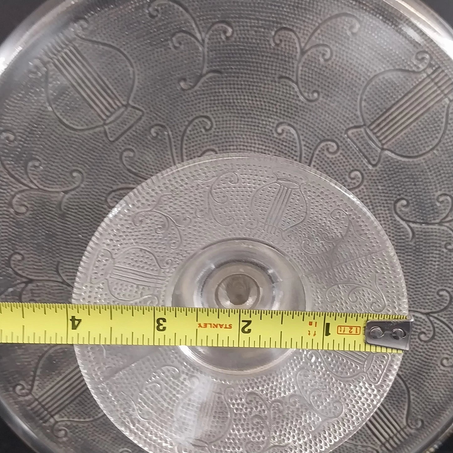 Vintage Jeannette Glass Pedestal Cake Stand Harp Pattern Clear