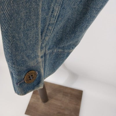 Together! Denim Batwing Jacket Missy S Gold Buttons Lace Trim 1980s Vintage
