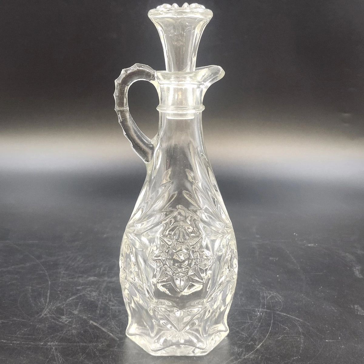 Anchor Hocking Early American PresCut Star of David Glass Cruet Stopper 7.75"x3"