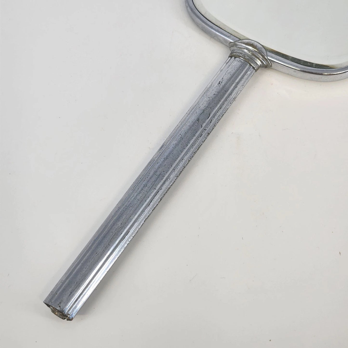 Hand Mirror 12.5" Silver & Yellow Beveled Glass Cameo Rose Flower Vanity Decor