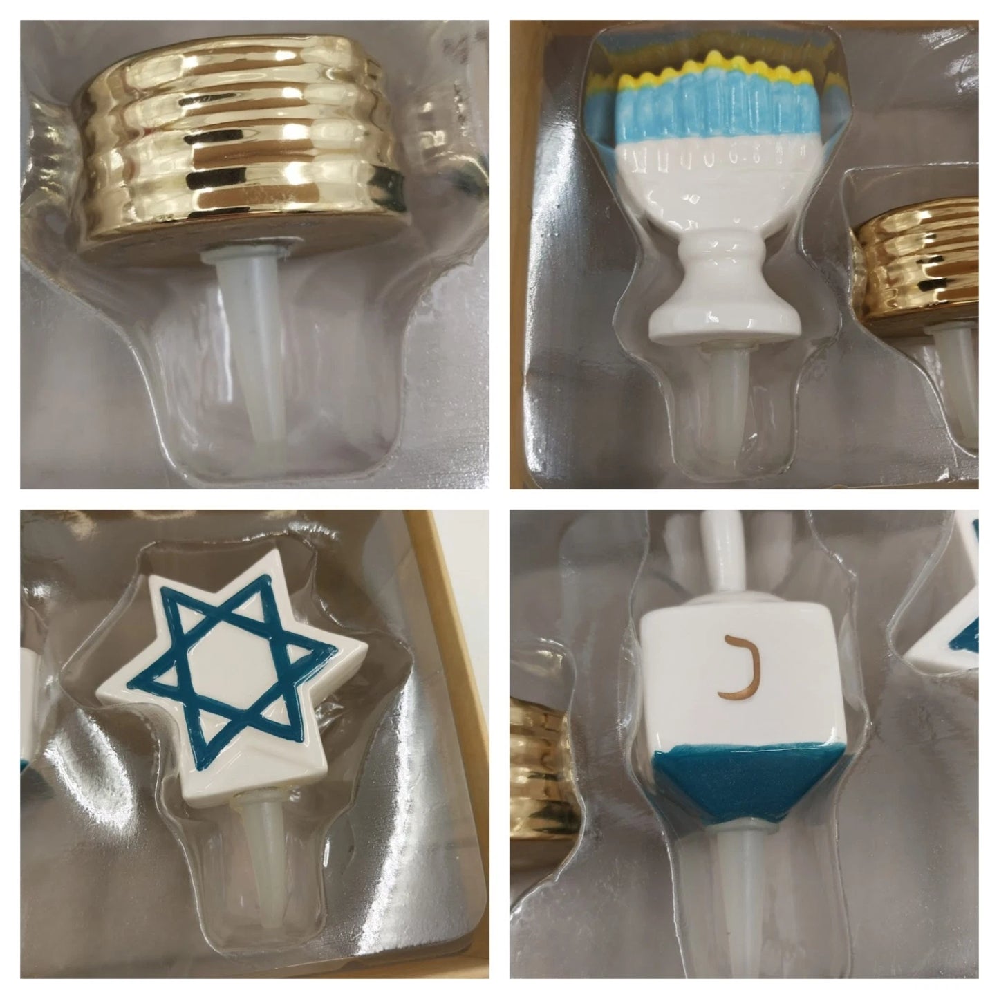 NEW DEI Hanukkah Charmers Set of 4 Mini Hand Painted Ceramic Silicone Tip Marker