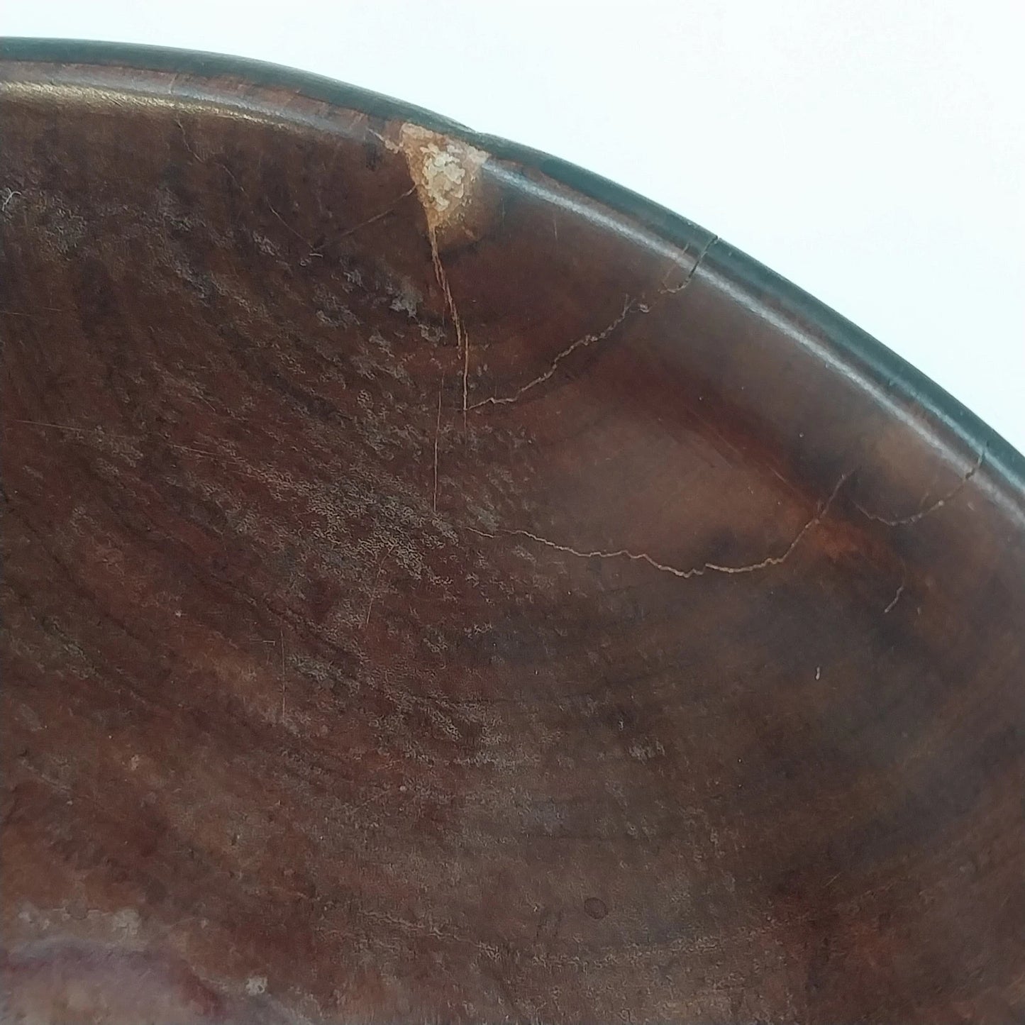 Zimbabwe Hand Carved Olive Wood Bowl 7" African Batik Animal Print Varnished Vtg