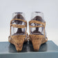 Jaclyn Smith Rimini Cork Wedge Sandals Tan Rhinestone Comfort