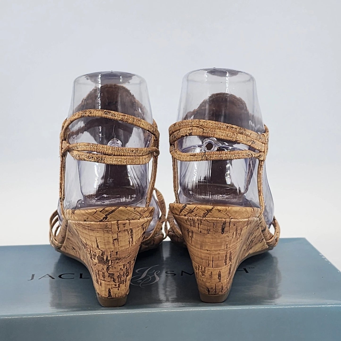 Jaclyn Smith Rimini Cork Wedge Sandals Tan Rhinestone Comfort