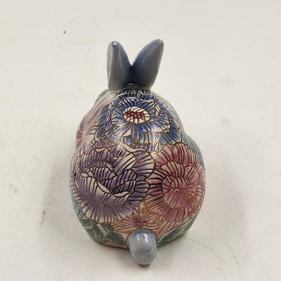 Ethan Allen Home Collection Bunny Rabbit Ceramic Multicolor Floral 5" x 4" x 3"