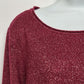 APT 9 Women's XL Glitter Knit Top Sparkly Magenta Long Sleeves Acrylic Sweater