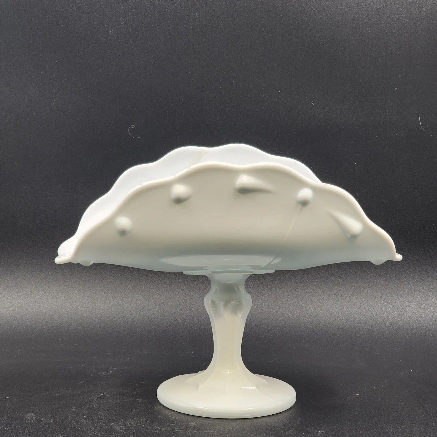 1970s Indiana Milk Glass Teardrop Footed Banana Fruit Bowl 11" Vintage MCM