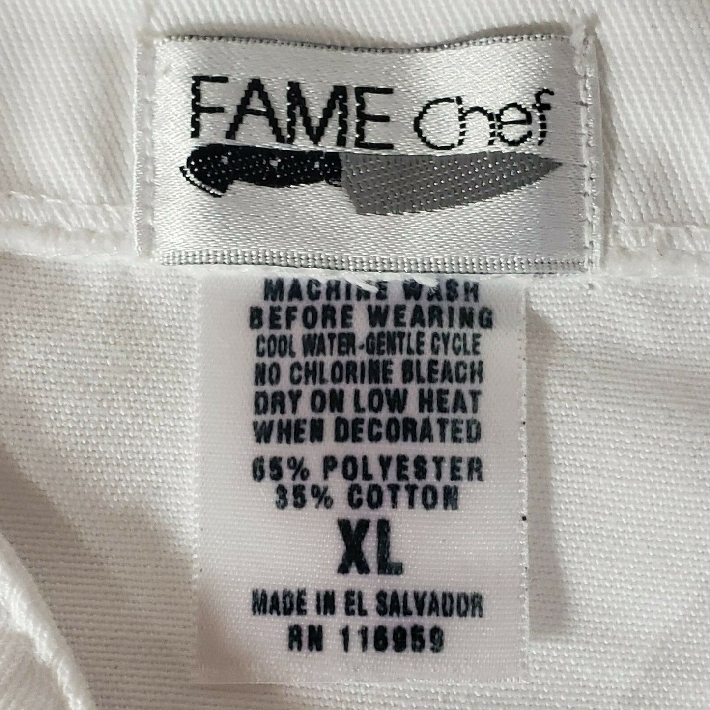 White Traditional Server Coat XL Fame Fabrics 4 Buttons Military Collar C102