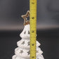 White Ceramic Christmas Tree Tea Light Holder Gold Star Cutouts 6.5" Holiday