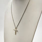 Silver Tone Box Chain with Crystal Clear Rhinestone Cross Pendant 11.5" Necklace