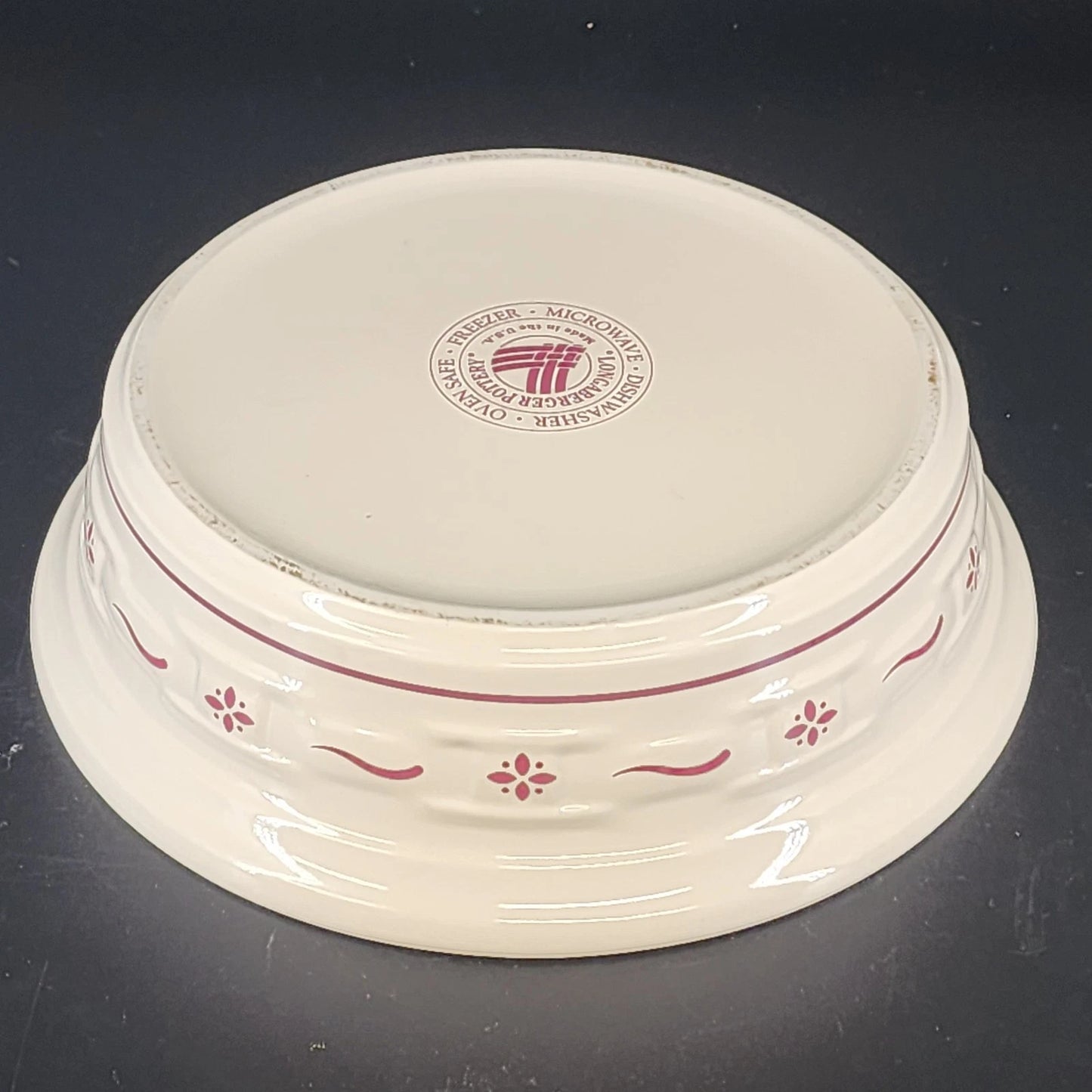Longaberger Woven Tradition Red 2 Qt Open Casserole Dish 10.5" Round Pottery USA