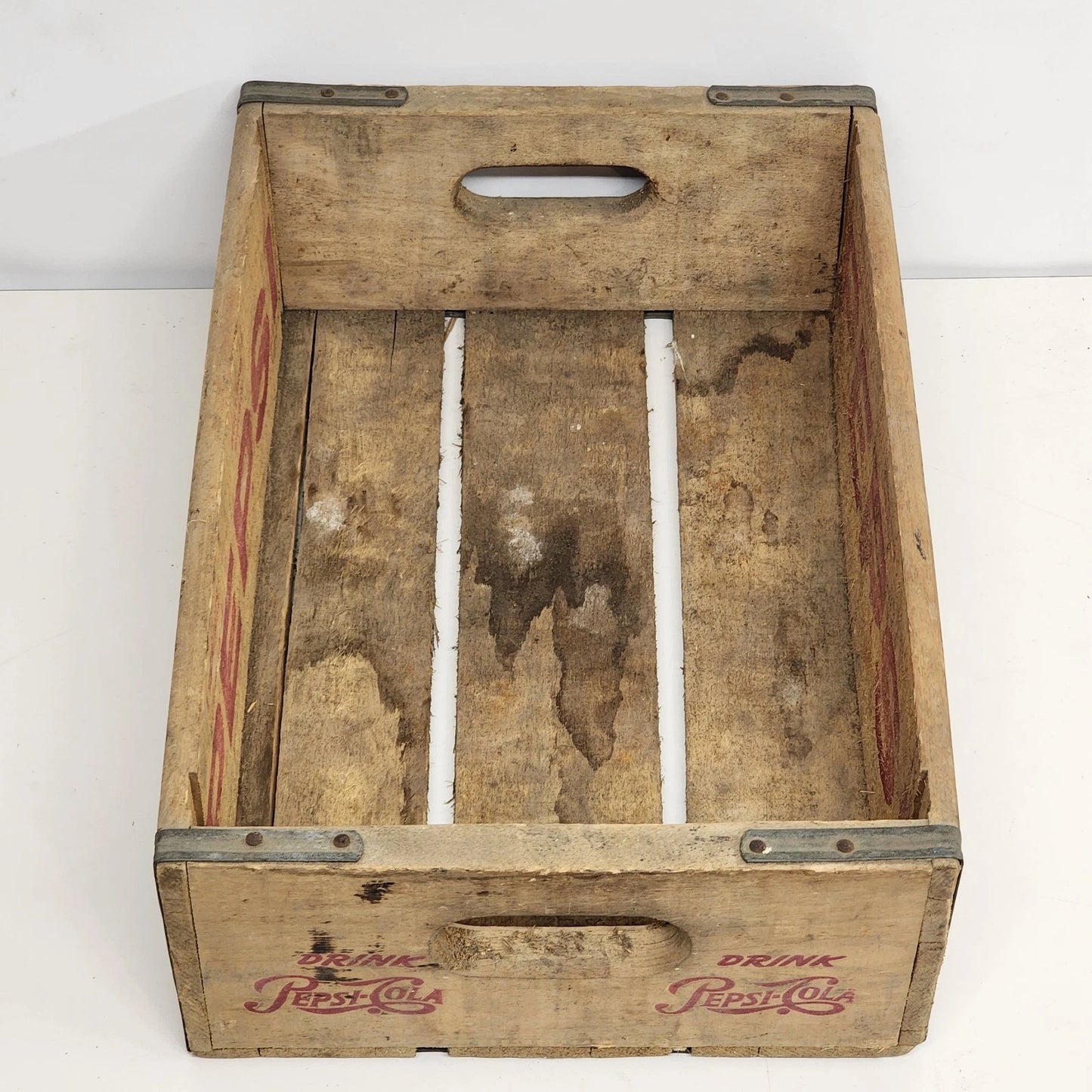 Vintage Pepsi Cola Wooden Soda Crate Bottle Carrier Rustic Decor