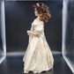 Ben Franklin Porcelain Bride Doll Brunette Blue Eyes Satin Lace Gown 21" Vintage