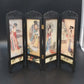 Chinese Mini Folding Tabletop Screen 4 Panel Double Sided Geisha Asian Decor Vtg