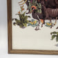 African Safari Animal Needlework Framed Under Glass Elephant Giraffe 18x18"