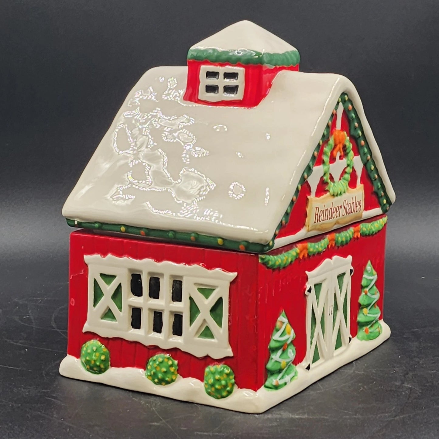 Cheryl's Cookies Cookie Jar Reindeer Stables Certified International Christmas