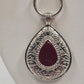 Silver Tone Reversible Teardrop Carnelian Black Pendant Snake Chain Damask Edge