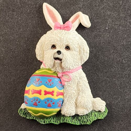 Bichon Frise Refrigerator Magnet Easter Bunny Ear Dog Figurine Willabee Ward MBI