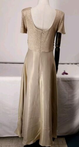 Michaelangelo Beige/Gold Tone Long Evening Dress.