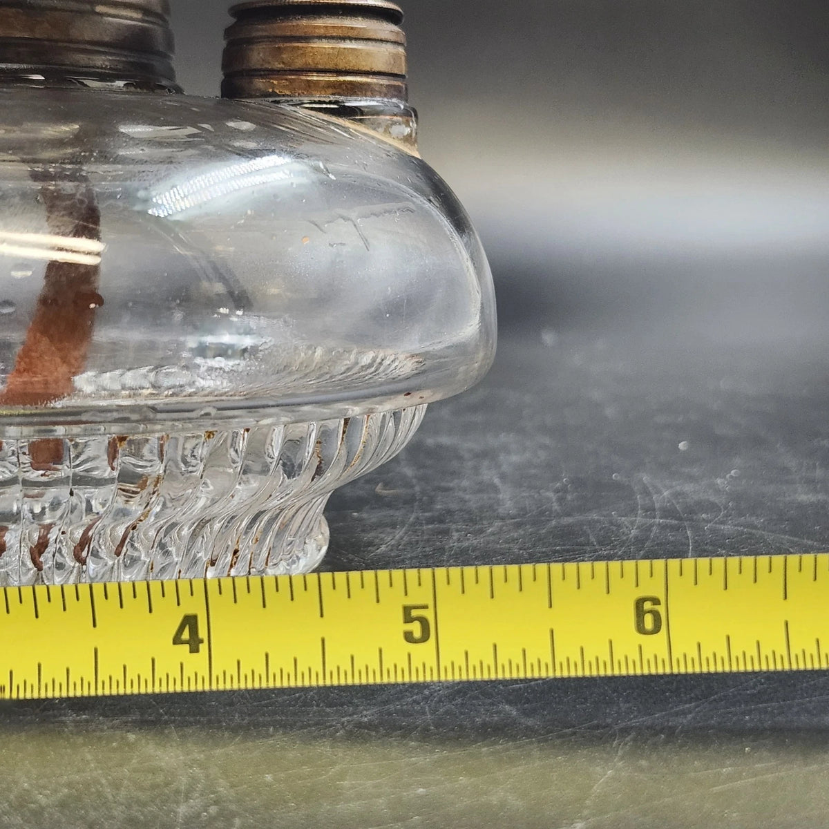 Antique Victorian Clear Pressed Glass Kerosene Oil Lamp Chimney Shade 14"