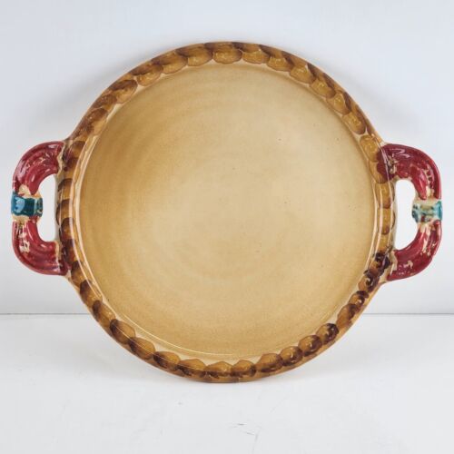 Italica ARS Ceramic Trivet with Handles Hand Painted 7.25" Round Vintage Italy