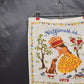 1979 Calendar Kitchen Linen Towel HAPPINESS IS Girl Petting A Dog Vintage