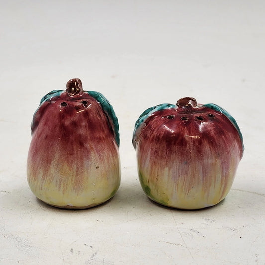 Apple & Pear Salt and Pepper Shakers Set Figural Ceramic Homemade Kitchen Decor