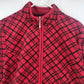 Karen Scott Sport Women's Fleece Jacket Large Red Black Plaid Full Zip Pockets
