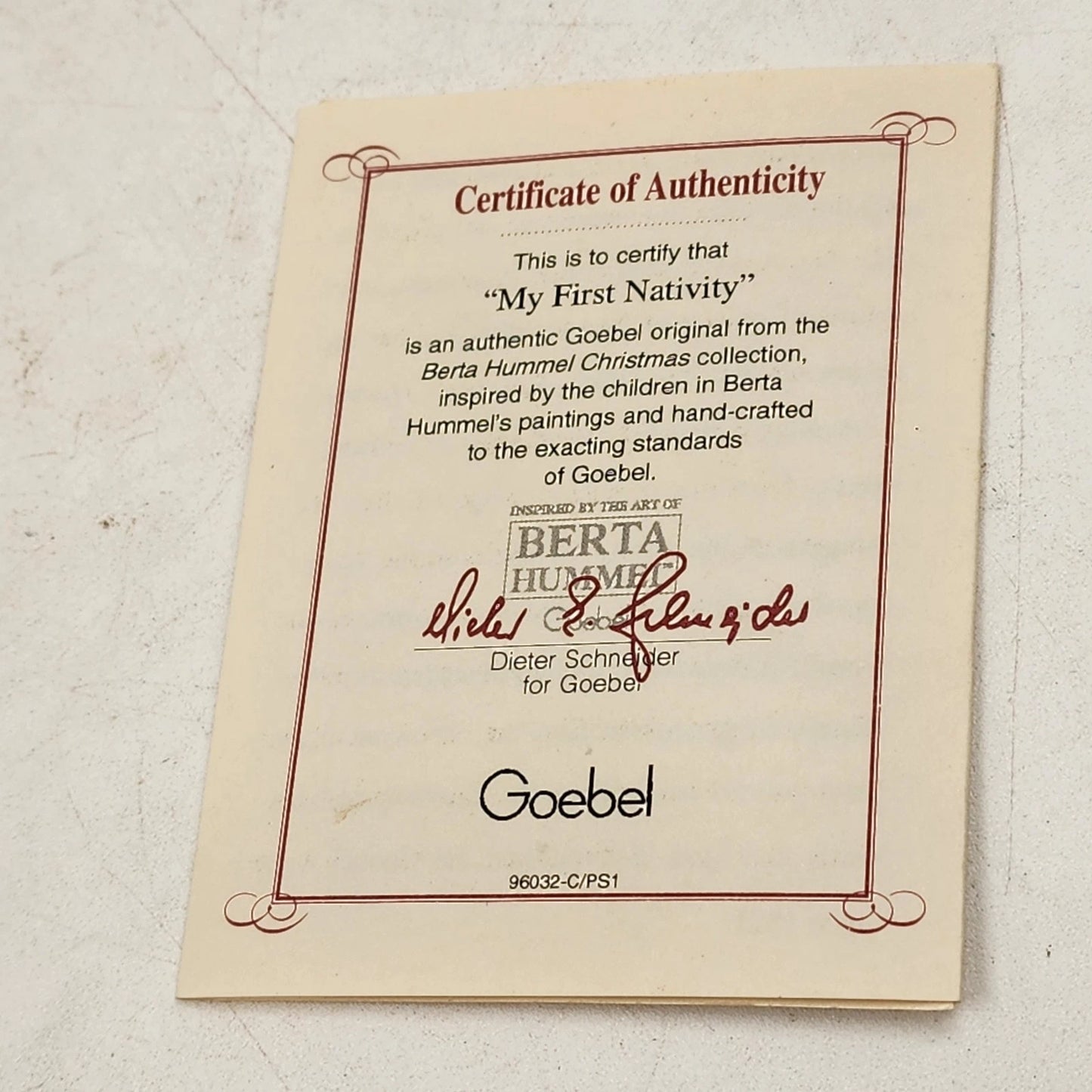 Berta Hummel Ornament MY FIRST NATIVITY 1997 Goebel Porcelain Christmas 2.25"