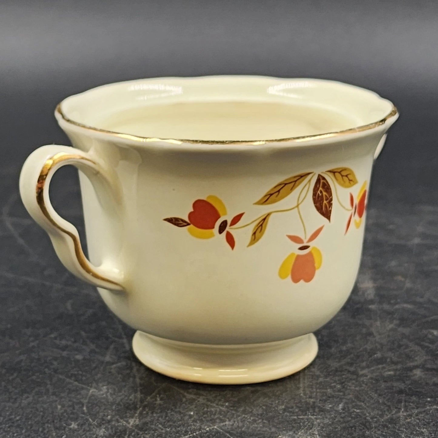 Autumn Leaf Sugar Bowl & Lid Ruffled D Hall's Superior Jewel Tea MCM Vintage