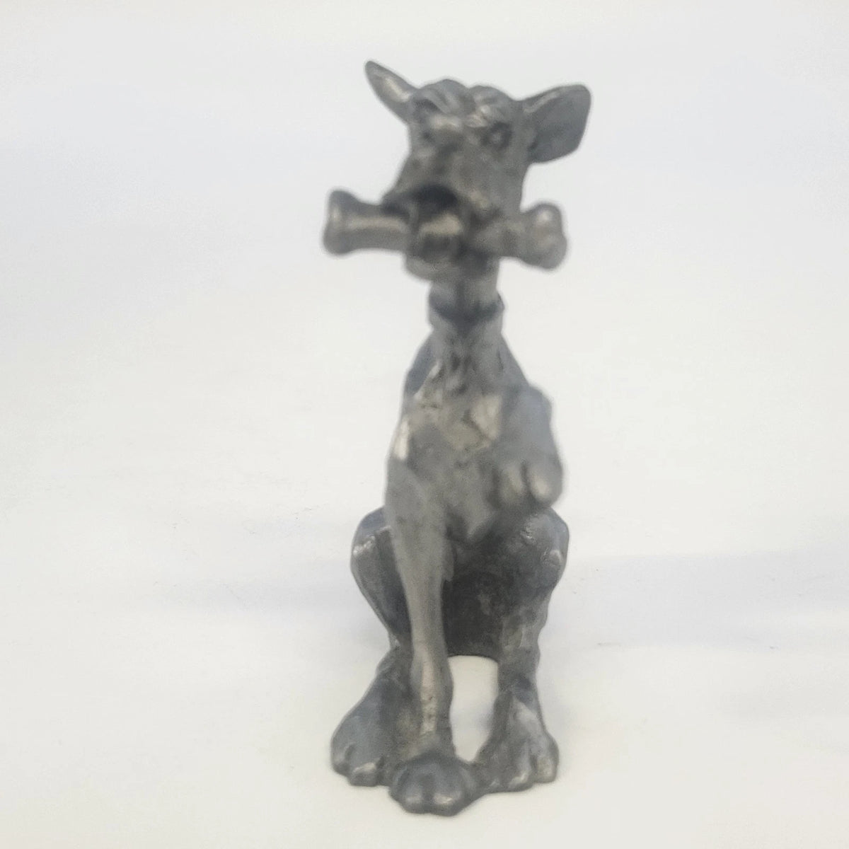 Kelly Waters Pewter Cartoon Dog 3" Seated Puppy Raised Paw Bone Animal Figurine