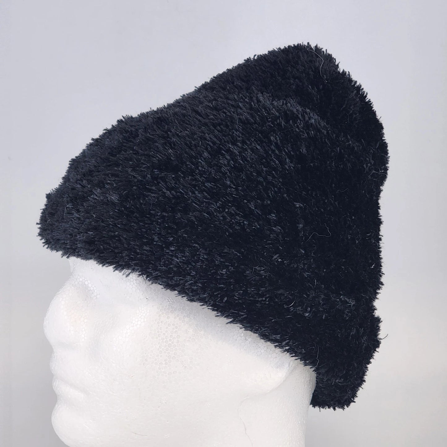 Black Sherpa Lined Beanie Hat Soft Warm Winter Cap Thermal Fleece Lining Unisex
