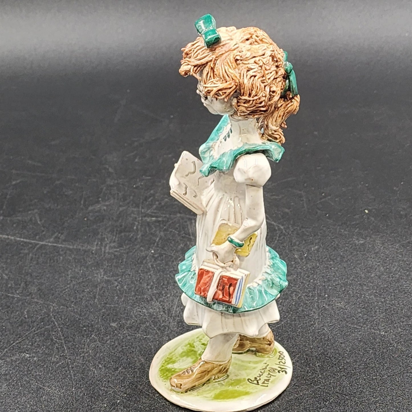 Beuciui Italy Capodimonte Figurine Girl w Glasses & Book Limited Edition 31/2500