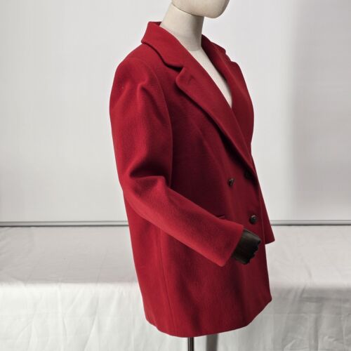 J G Hook Womens Red Wool Double Breasted Pea Coat Blazer Medium Size M Classic