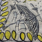 Silk Square Scarf 32" Lady with Umbrella in Rain Design Blue Border VTG