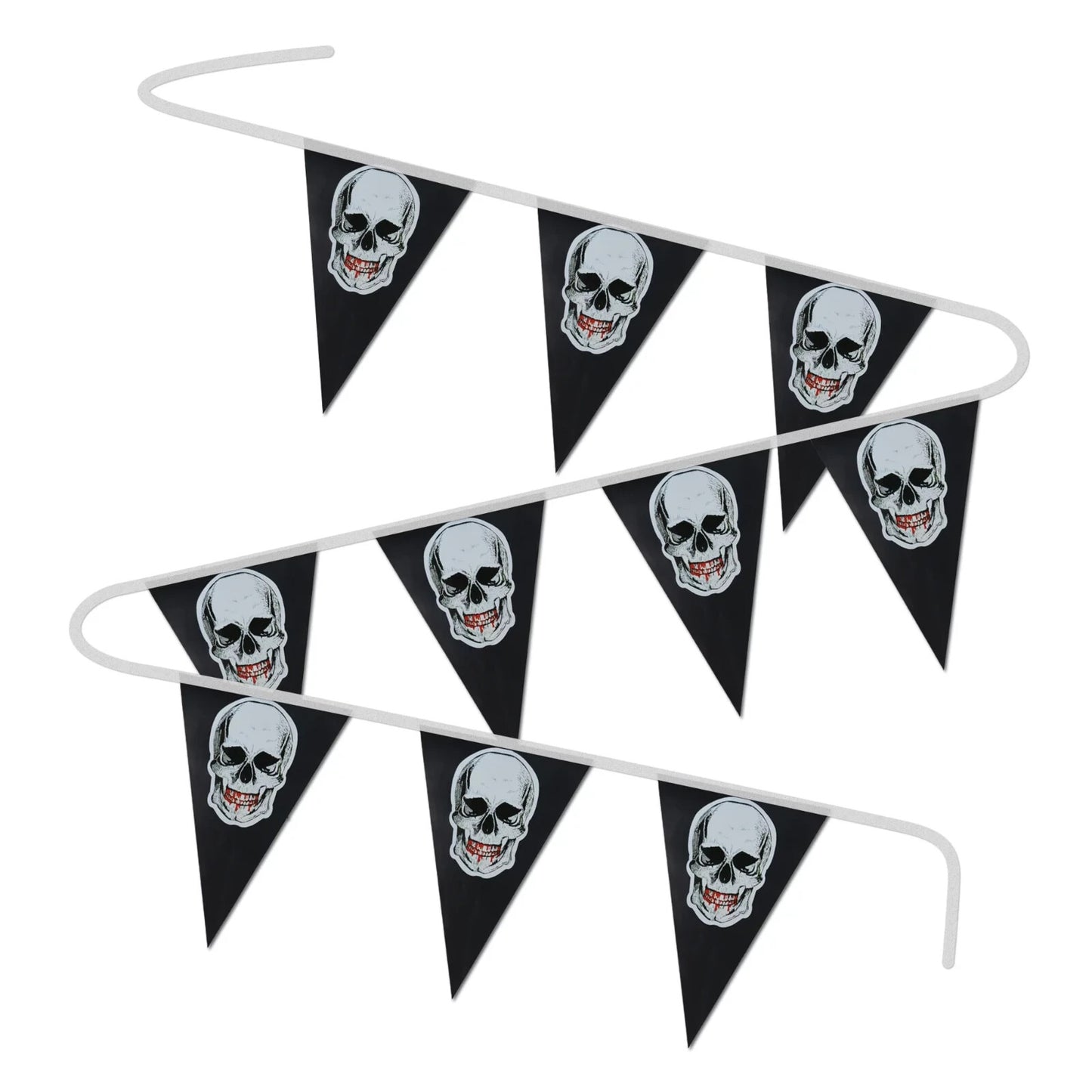 3 Pc Halloween Skull 10 Flag Banner 11" Garland Spooky Bloody Pirate Party Decor