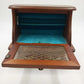 Wooden Musical Jewelry Box Jay Imports Angled Top Gold Diamond Blue Velvet 8"