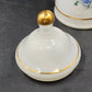 Apothecary Jar Blue Tea Rose in White Frosted Milk Glass with Gold Trim 9" x 4"d
