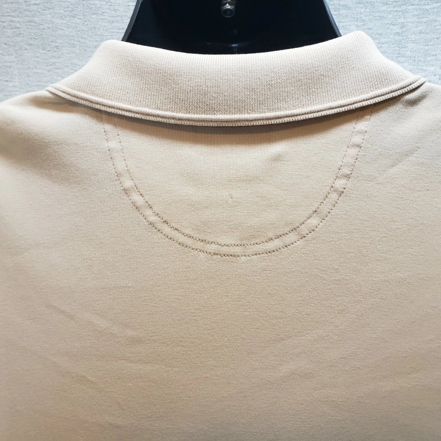 Van Heusen Men XL Beige Cotton Polo Shirt Short Sleeve Rugby