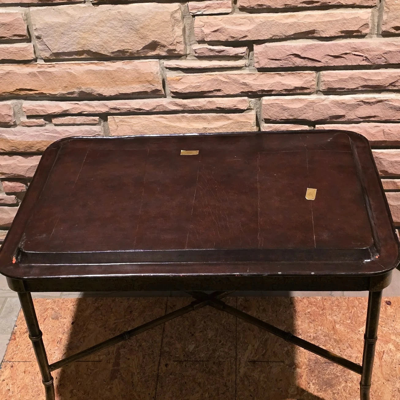 Maitland Smith Leather Tray Top Coffee Table Faux Bamboo 32x22 Philippines