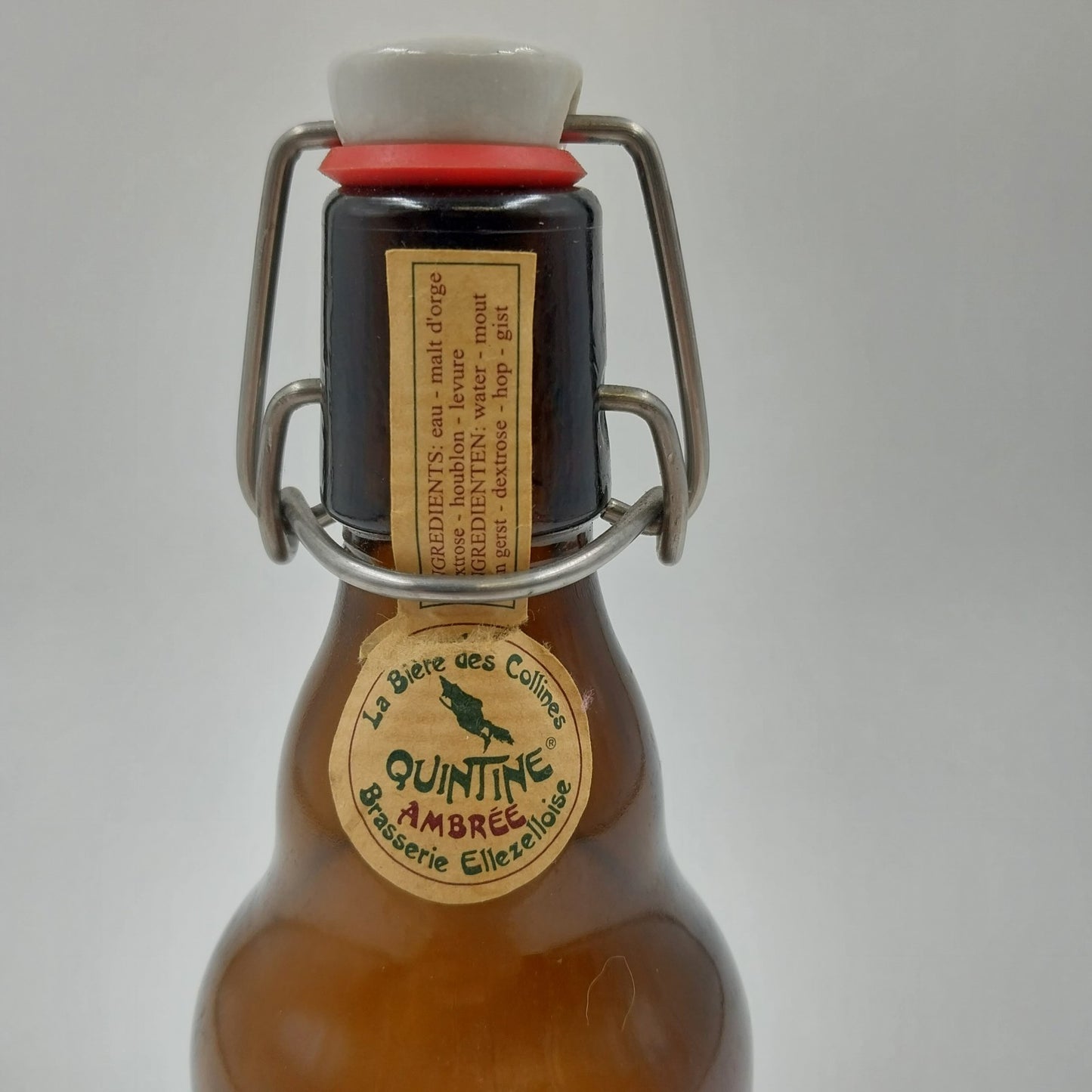 La Biere Des Collines QUINTINE Ambree Brasserie Ellezelloise Alcohol Bottle 8"